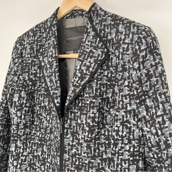 Classiques Entier Gray Black Silk Lined Full Zip‎ Coat Jacket Women’s - Picture 2 of 10